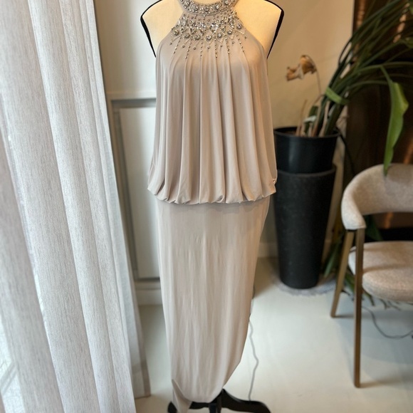 Mignon Light Grey Evening/Party Gown with Rhinestones - Picture 5 of 15